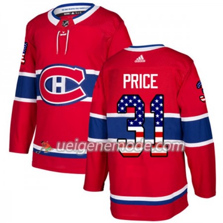 Herren Eishockey Montreal Canadiens Trikot Carey Price 31 Adidas 2017-2018 Rot USA Flag Fashion Authentic